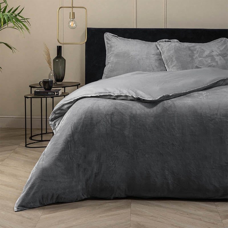 Dekbedovertrek Teddy Fleece Piping - Eenpersoons (140x200 cm) - Groen Microvezel - Dessin: Effen - Fresh & Co - Dekbed-Discounter.nl aanbieding