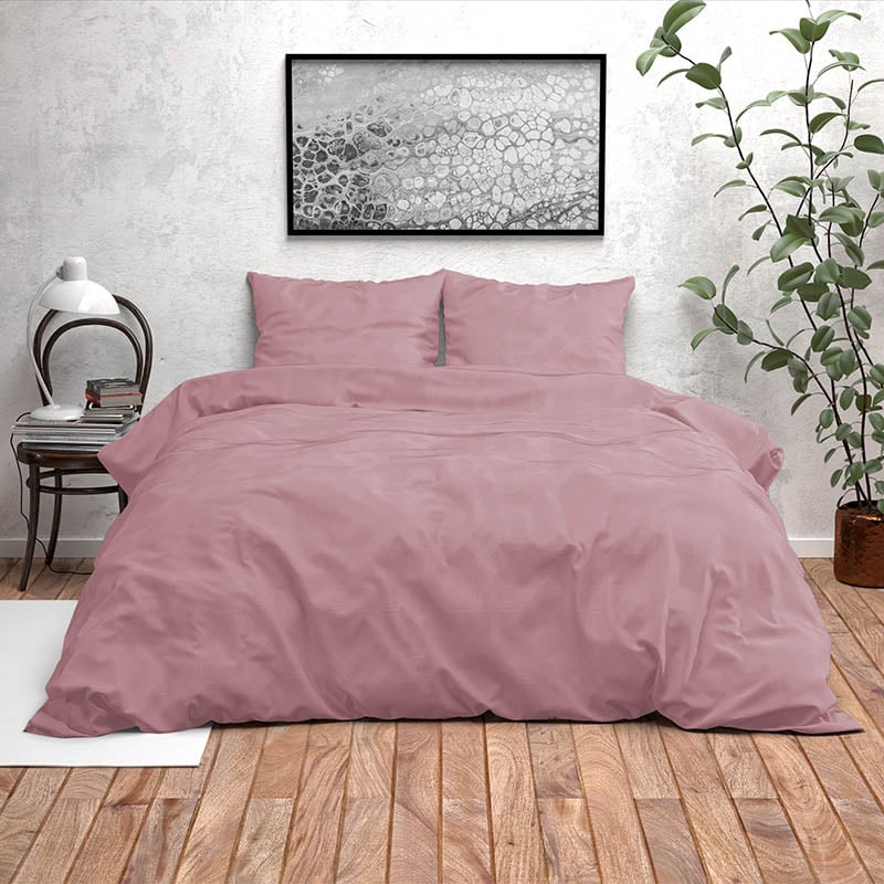 Dekbedovertrek Houston - Lits-Jumeaux (240x220 cm) - Roze Microvezel - Dessin: Patroon - Fresh & Co - Dekbed-Discounter.nl aanbieding