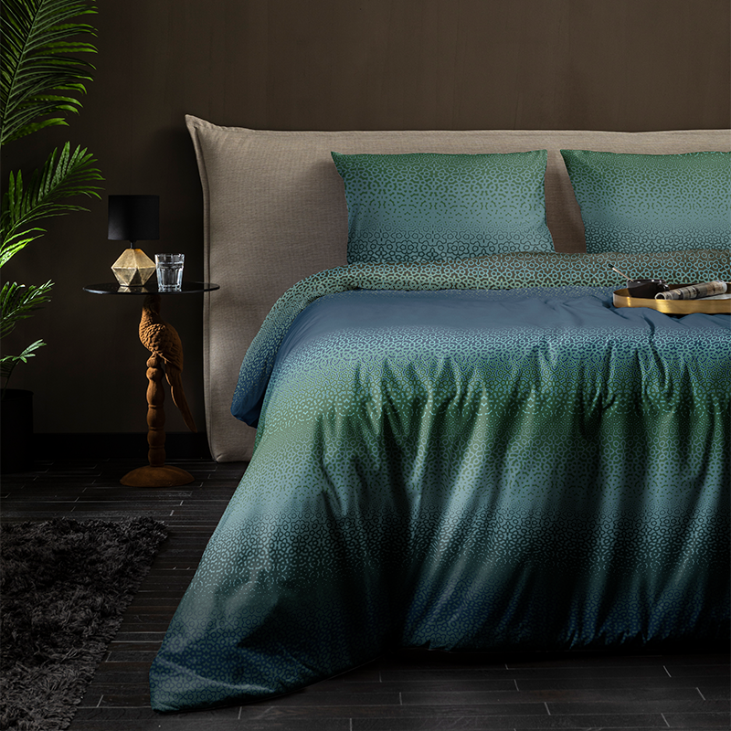 Dekbedovertrek Culture Blue Dekbedovertrek - Tweepersoons (200x220 cm) - Blauw Katoen - Dessin: Patroon - Fresh & Co - Dekbed-Discounter.nl aanbieding