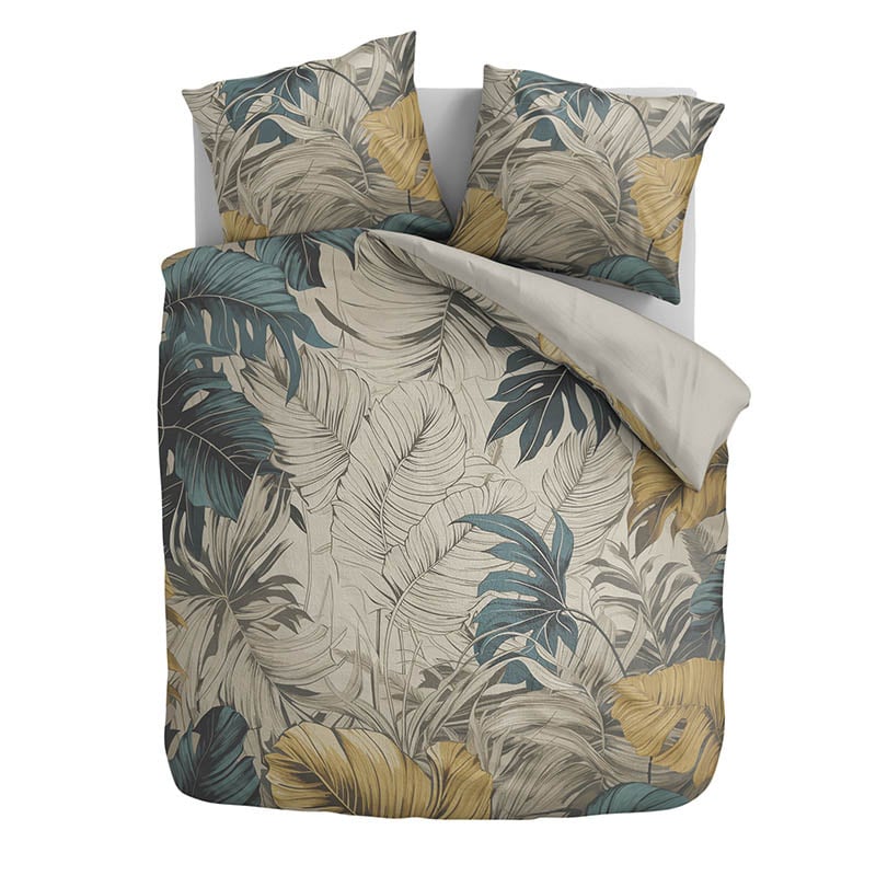 Dekbedovertrek Monstera Dekbedovertrek - (2200x2502 cm) - Meerkleurig Katoen-satijn - Dessin: Bloemen, Natuur - Fresh & Co - Dekbed-Discounter.nl aanbieding
