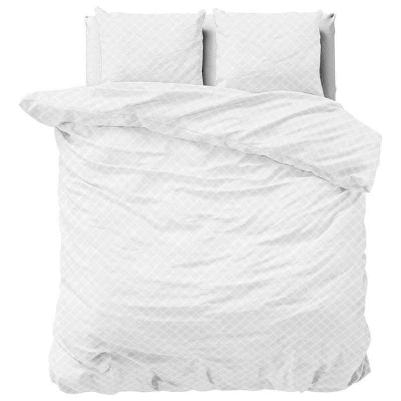 Dekbedovertrek Oakland - Wit - 200 x 200/220 cm - Dekbed-Discounter.nl aanbieding