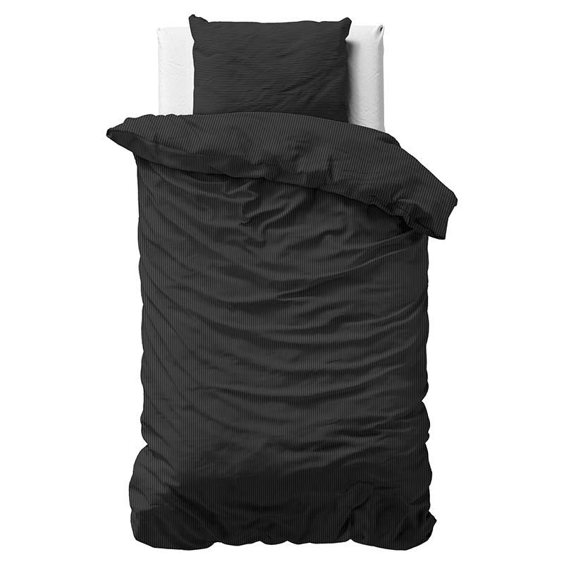 Dekbedovertrek Orlando - Eenpersoons (140x200 cm) - Zwart Microvezel - Dessin: Patroon - Fresh & Co - Dekbed-Discounter.nl aanbieding