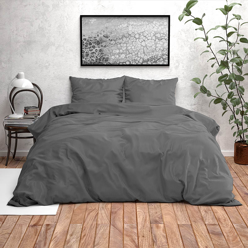 Dekbedovertrek Orlando - Tweepersoons (200x200 cm) - Antraciet Microvezel - Dessin: Patroon - Fresh & Co - Dekbed-Discounter.nl aanbieding