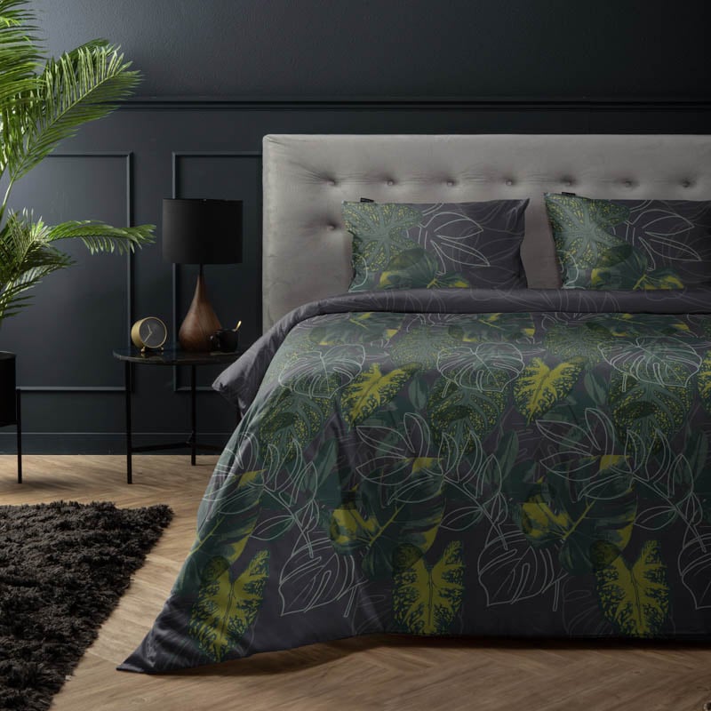 Dekbedovertrek Tropical Escape Dekbedovertrek - Tweepersoons (200x200 cm) - Groen Katoen - Dessin: Natuur - Fresh & Co - Dekbed-Discounter.nl aanbieding
