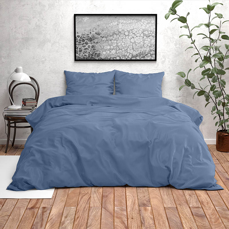 Dekbedovertrek Orlando - Tweepersoons (200x200 cm) - Blauw Microvezel - Dessin: Patroon - Fresh & Co - Dekbed-Discounter.nl aanbieding