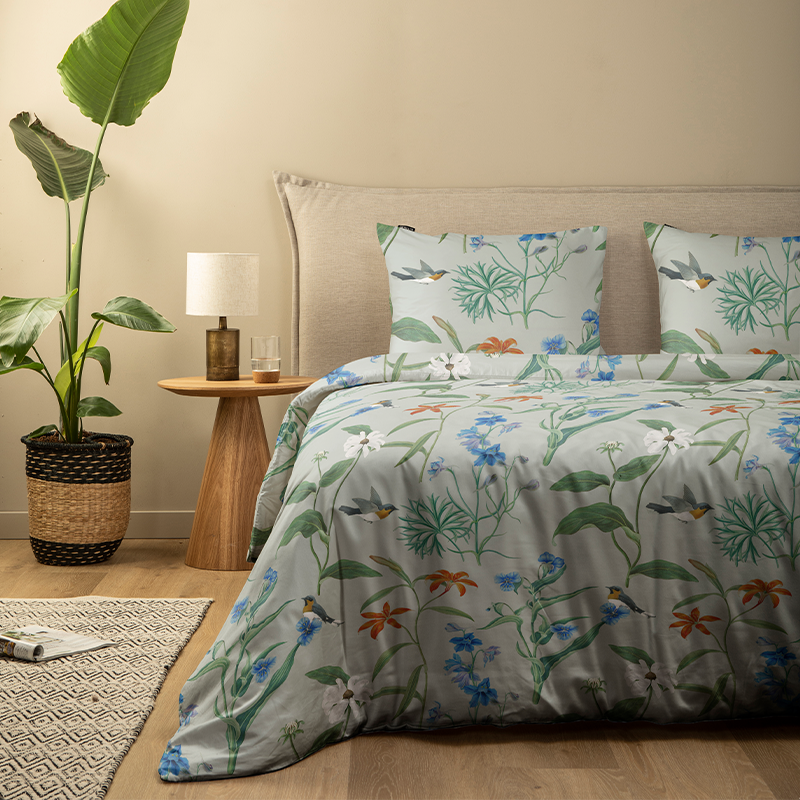 Dekbedovertrek Bird Lilly Dekbedovertrek - Tweepersoons (200x220 cm) - Meerkleurig Katoen - Dessin: Bloemen - Fresh & Co - Dekbed-Discounter.nl aanbieding
