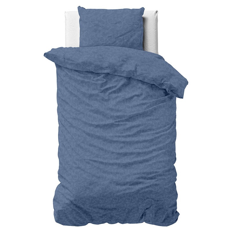 Dekbedovertrek Denver - Eenpersoons (140x200 cm) - Blauw Microvezel - Dessin: Patroon - Fresh & Co - Dekbed-Discounter.nl aanbieding