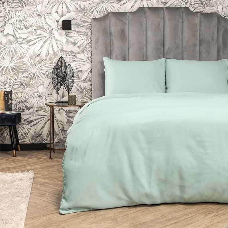 Dekbedovertrek Hotel Uni - Lits-Jumeaux (240x220 cm) - Groen Microvezel - Dessin: Effen - Fresh & Co - Dekbed-Discounter.nl aanbieding