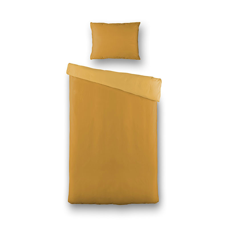 Dekbedovertrek Hotel Two Tone - Eenpersoons (140x200 cm) - Okergeel Microvezel - Dessin: Effen - Fresh & Co - Dekbed-Discounter.nl aanbieding