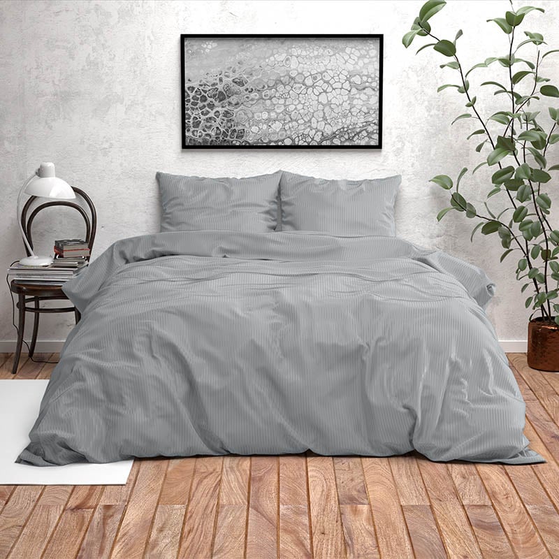 Dekbedovertrek Orlando - Lits-Jumeaux (240x220 cm) - Grijs Microvezel - Dessin: Patroon - Fresh & Co - Dekbed-Discounter.nl aanbieding