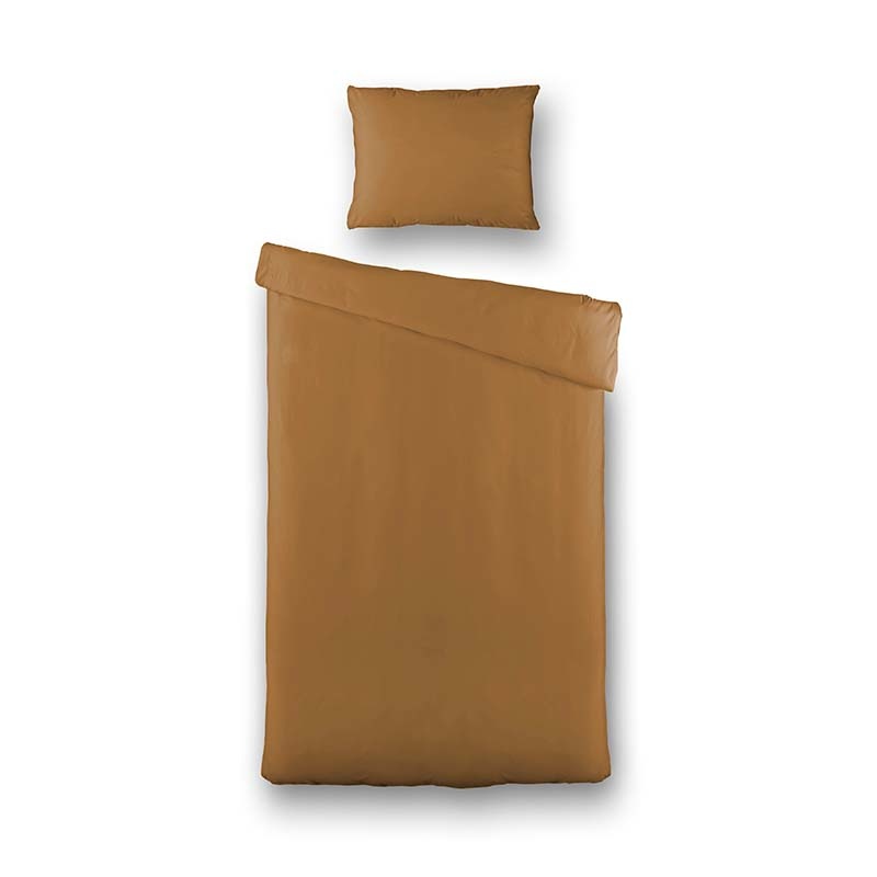 Dekbedovertrek Silk Satin - Eenpersoons (140x220 cm) - Bruin Microvezel - Dessin: Effen - Fresh & Co - Dekbed-Discounter.nl aanbieding