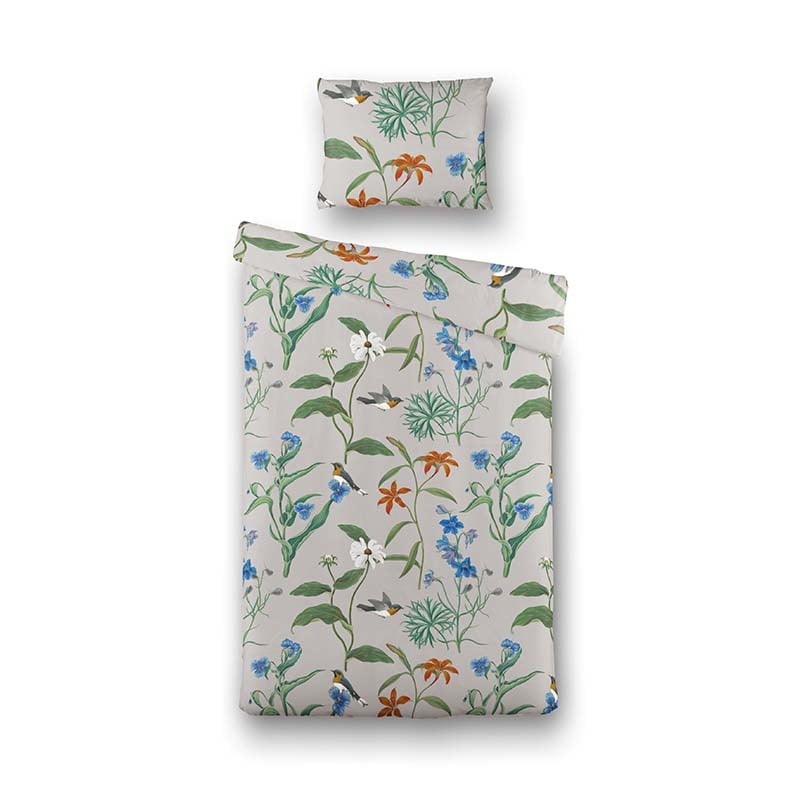 Dekbedovertrek Bird Lilly Dekbedovertrek - Eenpersoons (140x220 cm) - Meerkleurig Katoen - Dessin: Bloemen - Fresh & Co - Dekbed-Discounter.nl aanbieding