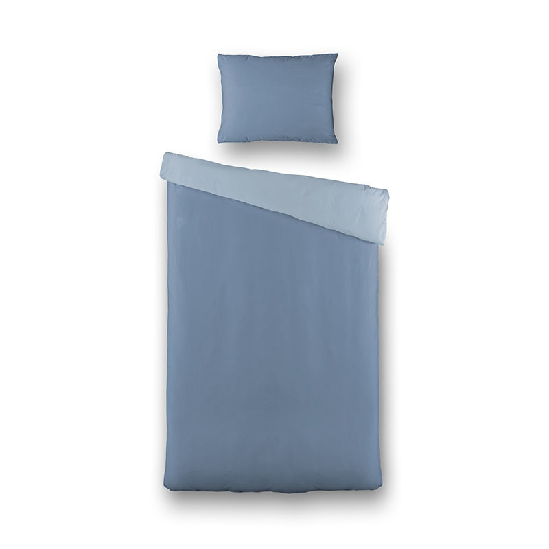 Dekbedovertrek Hotel Two Tone - Eenpersoons (140x200 cm) - Blauw Microvezel - Dessin: Effen - Fresh & Co - Dekbed-Discounter.nl aanbieding