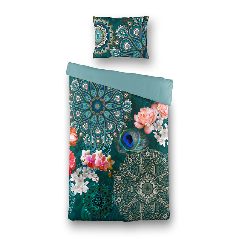 Dekbedovertrek Peacock Mandala Dekbedovertrek - Eenpersoons (140x200 cm) - Groen Katoen - Dessin: Dieren, Natuur - Fresh & Co - Dekbed-Discounter.nl aanbieding