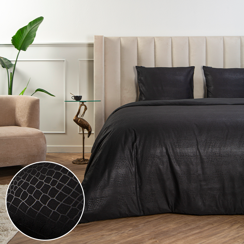 Dekbedovertrek Embossed Snake Dekbedovertrek - Tweepersoons (200x220 cm) - Meerkleurig Microvezel - Dessin: Patroon - Fresh & Co - aanbieding