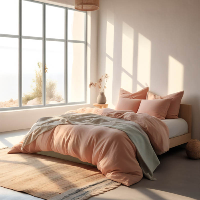 Flanellen Dekbedovertrek Uni - Lits-Jumeaux (240x220 cm) - Oranje Katoen - Dessin: Effen - Fresh & Co - Dekbed-Discounter.nl aanbieding