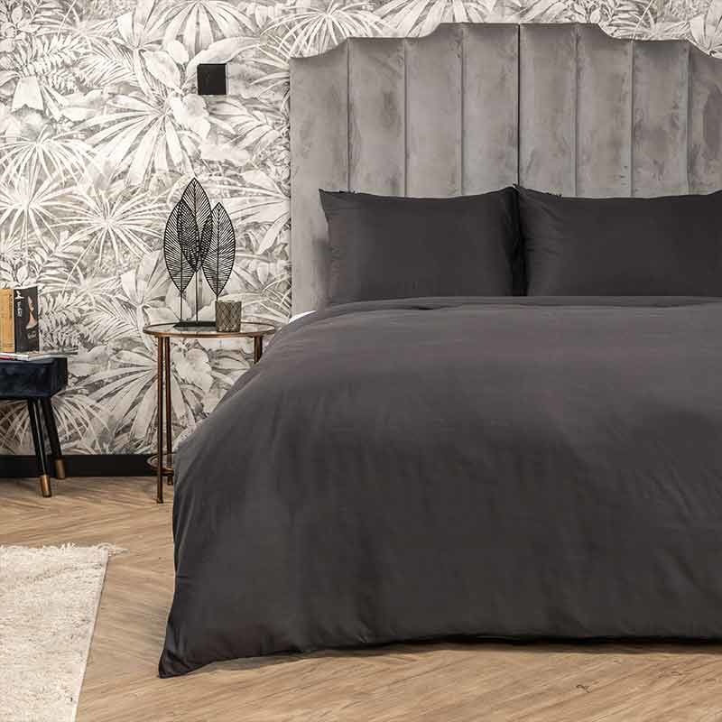 Dekbedovertrek Hotel Uni - Lits-Jumeaux (240x220 cm) - Antraciet Microvezel - Dessin: Effen - Fresh & Co - Dekbed-Discounter.nl aanbieding