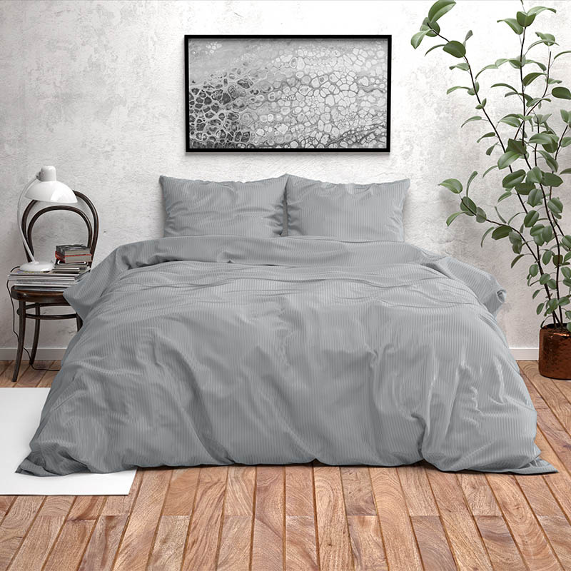 Dekbedovertrek Orlando - Tweepersoons (200x200 cm) - Grijs Microvezel - Dessin: Patroon - Fresh & Co - Dekbed-Discounter.nl aanbieding