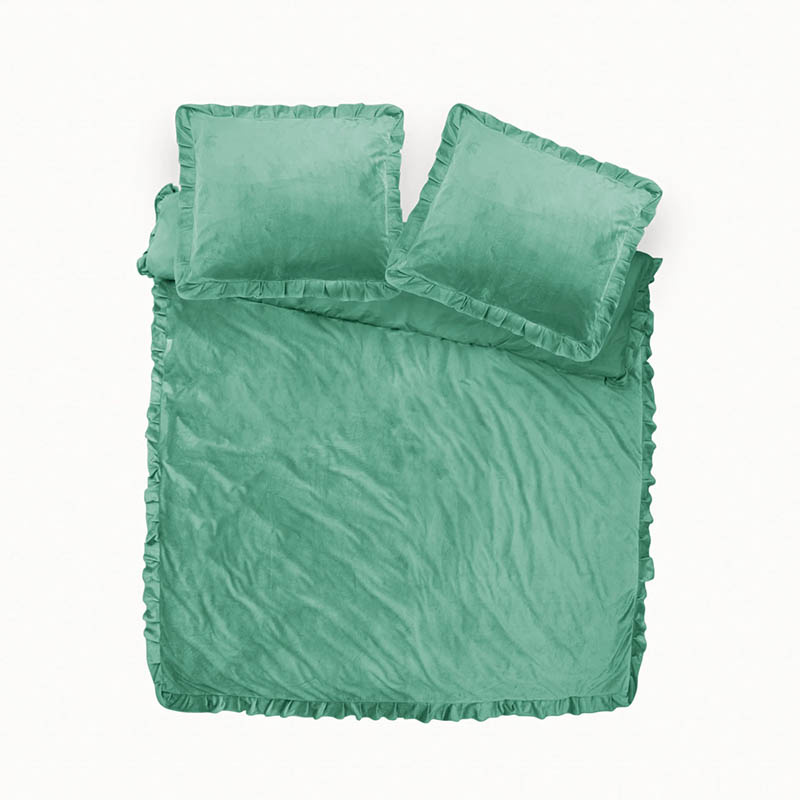 Dekbedovertrek Velvet Ruffles Dekbedovertrek - Lits-Jumeaux (240x220 cm) - Wit Katoen - Dessin: Effen - Dreamhouse - Dekbed-Discounter.nl