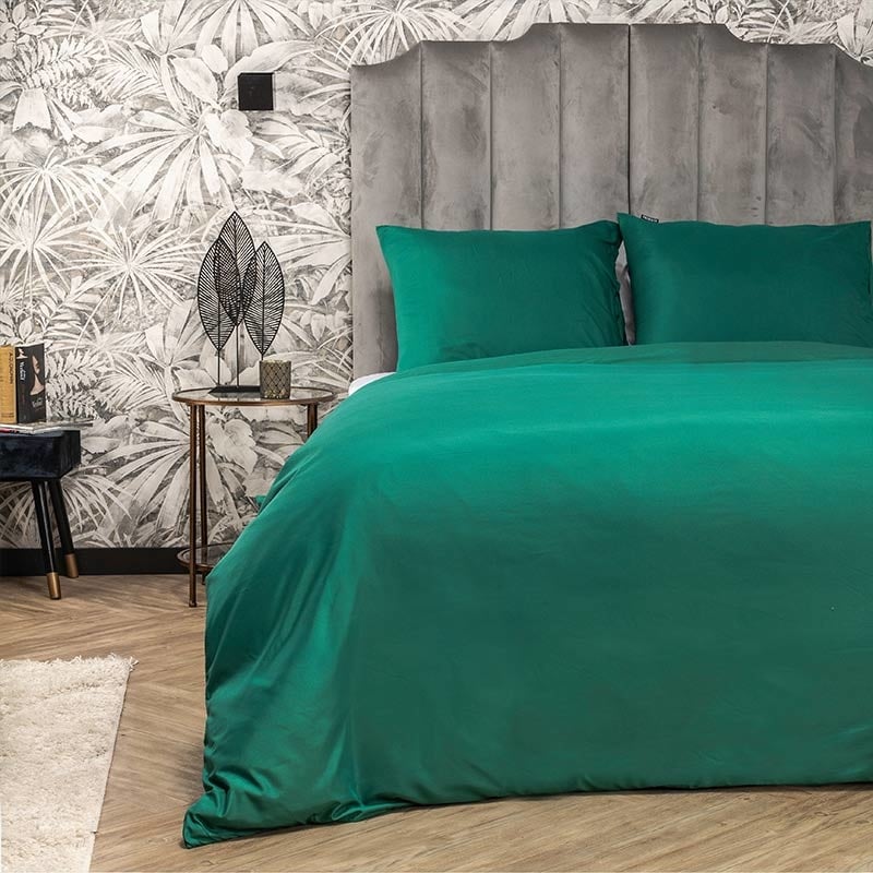 Dekbedovertrek Hotel Uni - Lits-Jumeaux (240x220 cm) - Groen Microvezel - Dessin: Effen - Fresh & Co - Dekbed-Discounter.nl aanbieding