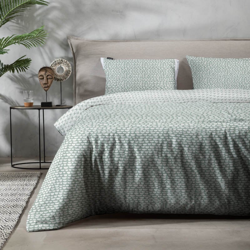Dekbedovertrek Radiant Mornings Dekbedovertrek - Lits-Jumeaux (240x220 cm) - Groen Katoen - Dessin: Patroon - Fresh & Co - Dekbed-Discounter.nl aanbieding