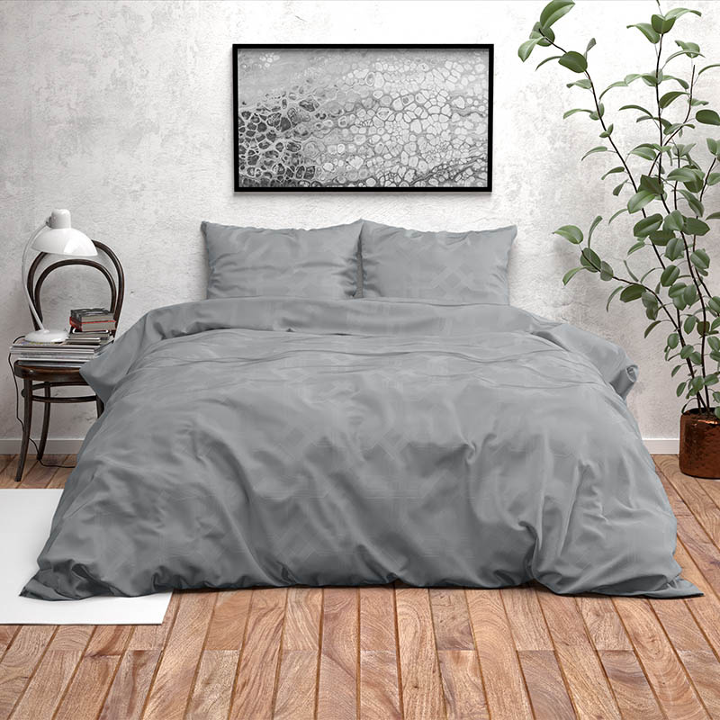 Dekbedovertrek Houston - Lits-Jumeaux (240x220 cm) - Grijs Microvezel - Dessin: Patroon - Fresh & Co - Dekbed-Discounter.nl aanbieding