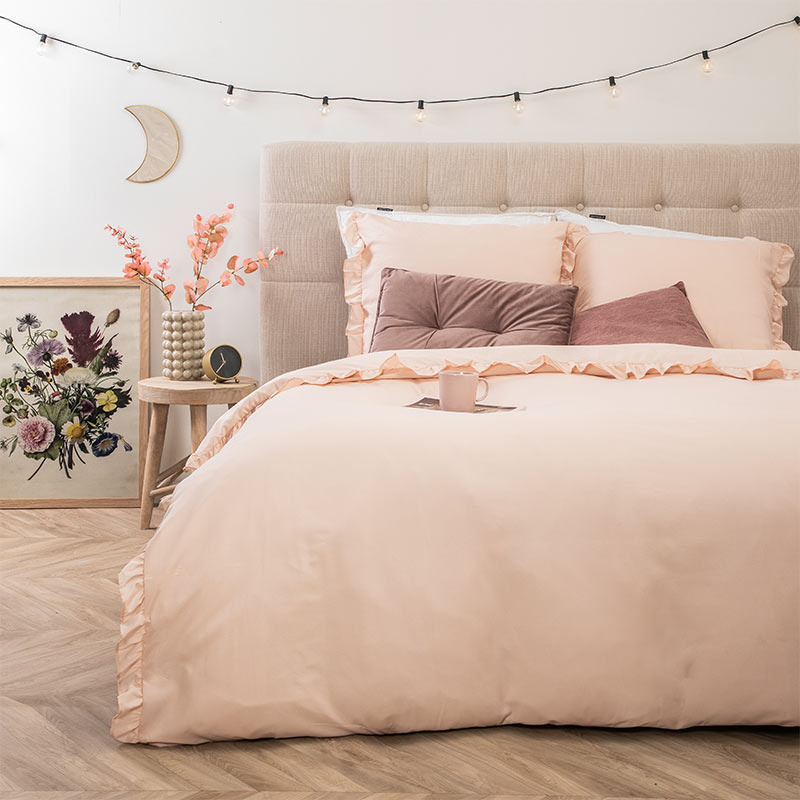 Dekbedovertrek Ibiza Chloe - Tweepersoons (200x200 cm) - Oranje & Roze Microvezel - Dessin: Effen - Fresh & Co - Dekbed-Discounter.nl aanbieding
