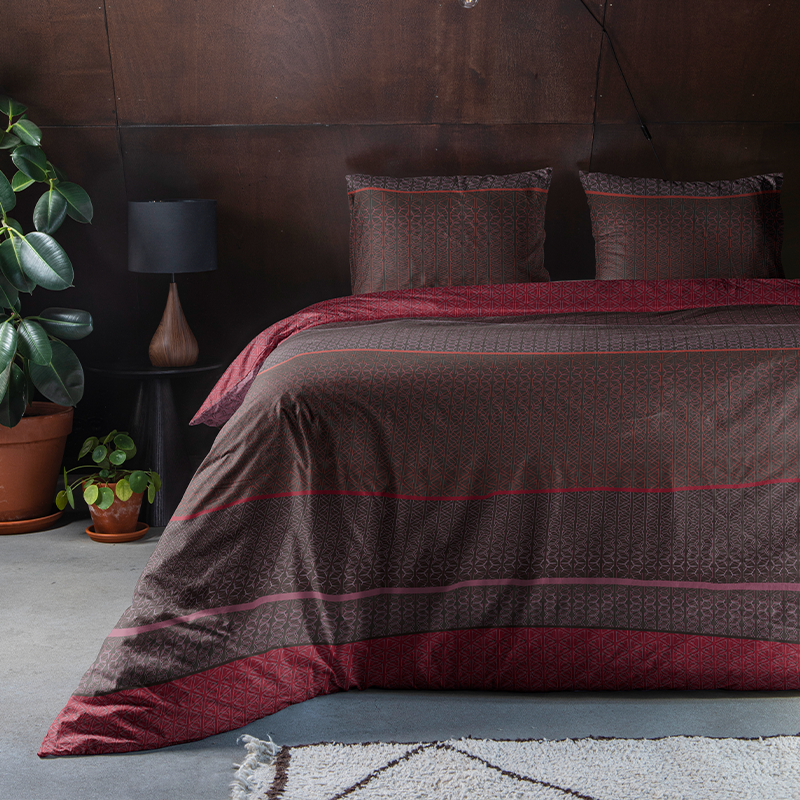 Dekbedovertrek Winny Dekbedovertrek - Lits-Jumeaux (240x220 cm) - Rood Katoen - Dessin: Patroon - Fresh & Co - Dekbed-Discounter.nl aanbieding