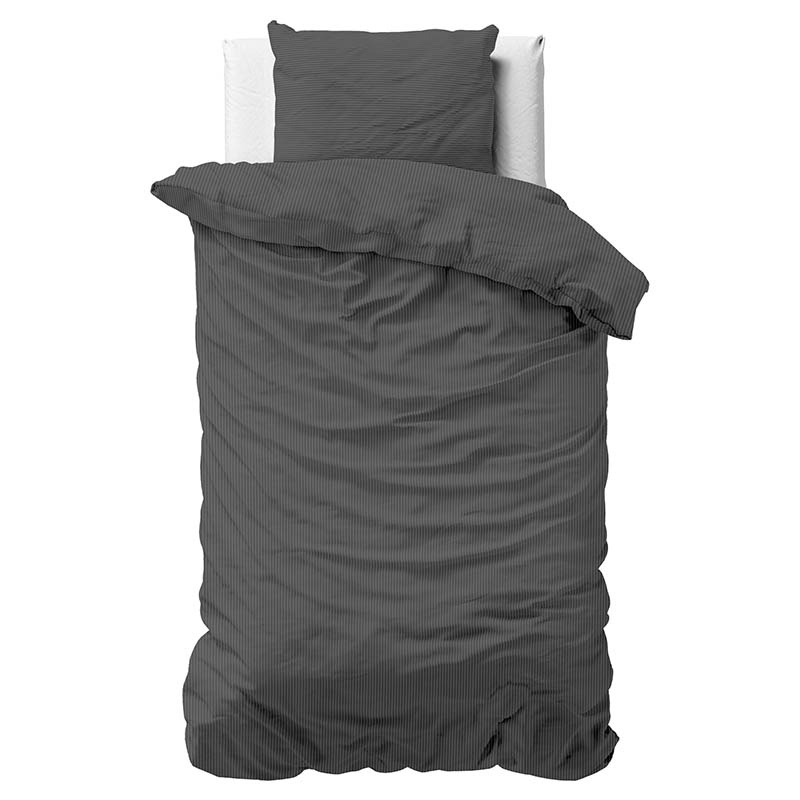 Dekbedovertrek Orlando - Eenpersoons (140x200 cm) - Antraciet Microvezel - Dessin: Patroon - Fresh & Co - Dekbed-Discounter.nl aanbieding