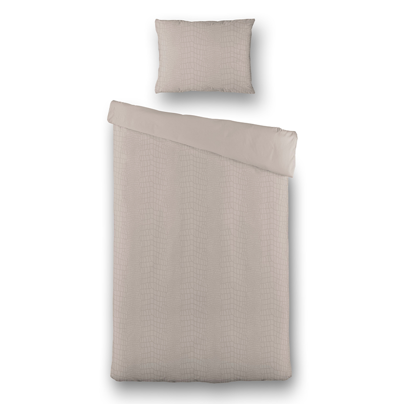 Dekbedovertrek Embossed Snake - Eenpersoons (140x220 cm) - Grijs Microvezel - Dessin: Effen - Fresh & Co - Dekbed-Discounter.nl aanbieding