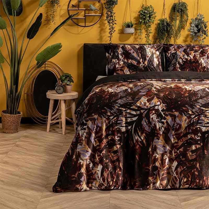 Dekbedovertrek Velvet Ivory Dekbedovertrek - Lits-Jumeaux (240x220 cm) - Meerkleurig Microvezel - Dessin: Bloemen, Natuur - Manilla -