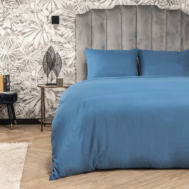 Dekbedovertrek Hotel Uni - Lits-Jumeaux (240x220 cm) - Blauw Microvezel - Dessin: Effen - Fresh & Co - Dekbed-Discounter.nl aanbieding