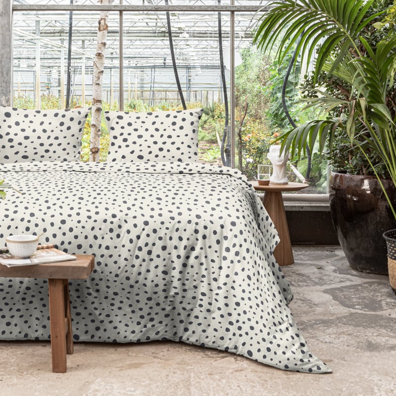 Dekbedovertrek Speckled Snow Dekbedovertrek - Lits-Jumeaux (240x220 cm) - Wit Katoen - Dessin: Stippen - Fresh & Co - Dekbed-Discounter.nl aanbieding