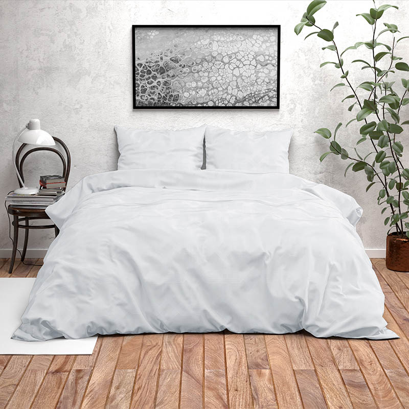 Dekbedovertrek Houston - Tweepersoons (200x200 cm) - Wit Microvezel - Dessin: Patroon - Fresh & Co - Dekbed-Discounter.nl aanbieding