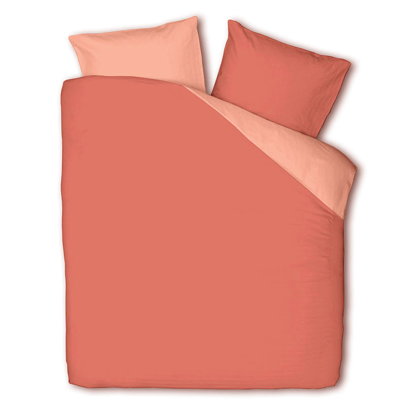 Dekbedovertrek Hotel Two Tone - Tweepersoons (200x200 cm) - Oranje Microvezel - Dessin: Effen - Fresh & Co - Dekbed-Discounter.nl aanbieding