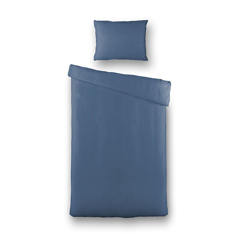 Dekbedovertrek Hotel Uni - Eenpersoons (140x220 cm) - Blauw Microvezel - Dessin: Effen - Fresh & Co - Dekbed-Discounter.nl aanbieding
