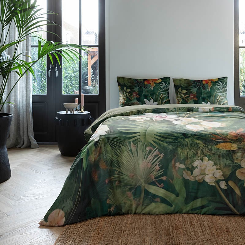 Dekbedovertrek Jungle Oasis Dekbedovertrek - (x240 cm) - Meerkleurig Katoen - Dessin: - Fresh & Co - Dekbed-Discounter.nl aanbieding