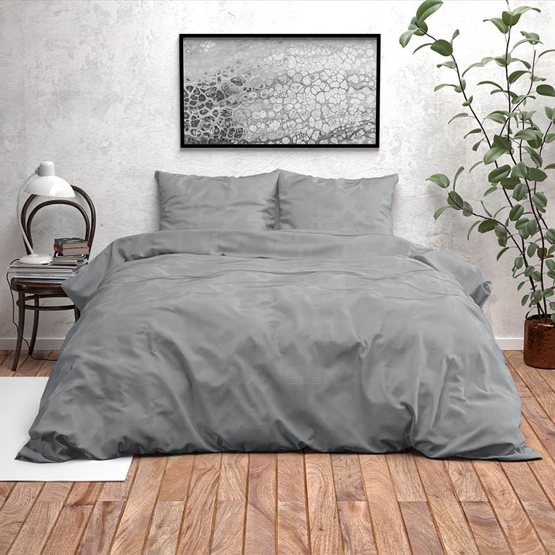 Dekbedovertrek Houston - Tweepersoons (200x200 cm) - Grijs Microvezel - Dessin: Patroon - Fresh & Co - Dekbed-Discounter.nl aanbieding