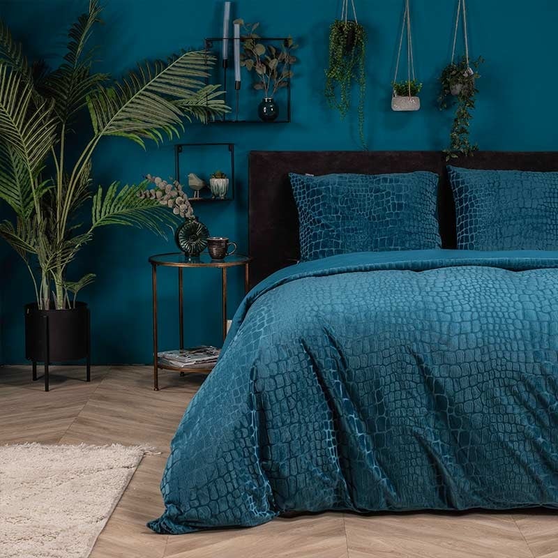 Dekbedovertrek Mink Snake - Lits-Jumeaux (240x220 cm) - Petrol Microvezel - Dessin: Dieren - Fresh & Co - Dekbed-Discounter.nl aanbieding