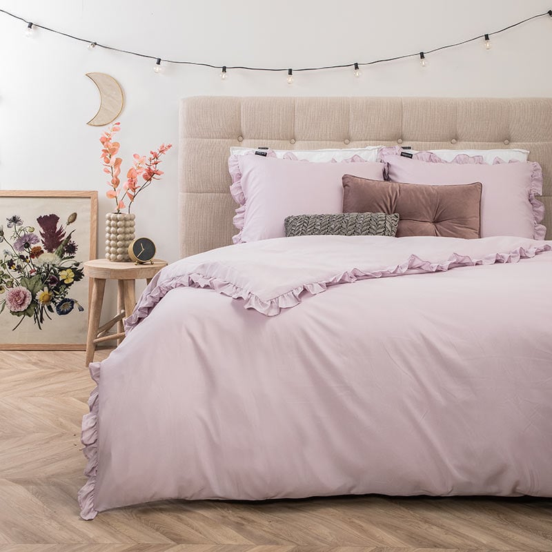 Dekbedovertrek Ibiza Chloe - Tweepersoons (200x200 cm) - Paars Microvezel - Dessin: Effen - Fresh & Co - Dekbed-Discounter.nl aanbieding