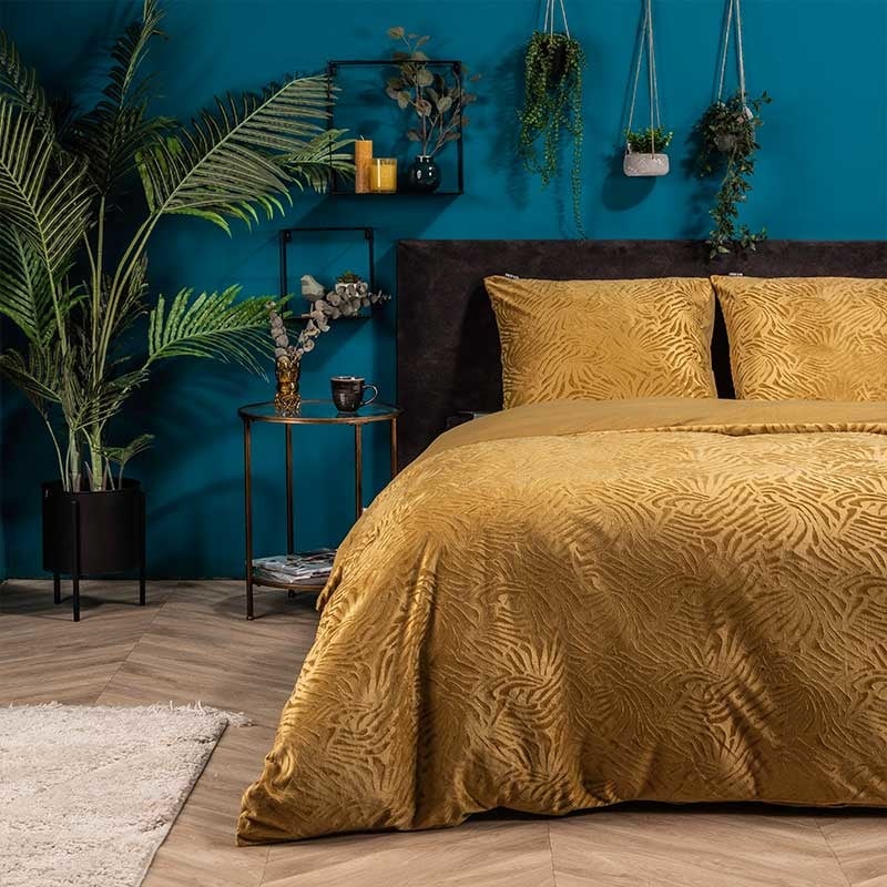 Dekbedovertrek Mink Zebra - Eenpersoons (140x220 cm) - Geel & Goud Microvezel - Dessin: Dieren - Fresh & Co - Dekbed-Discounter.nl aanbieding