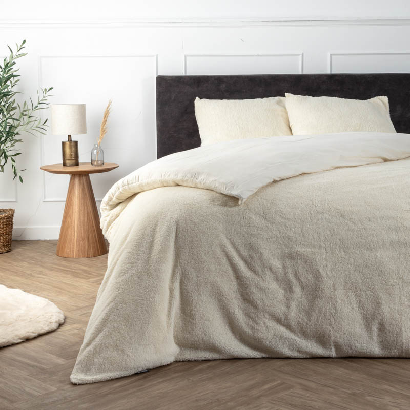 Dekbedovertrek Teddy - Eenpersoons (140x220 cm) - Wit Microvezel - Dessin: Effen - Fresh & Co - Dekbed-Discounter.nl aanbieding