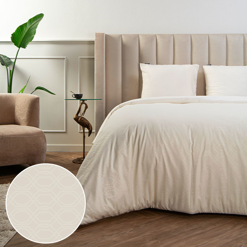 Dekbedovertrek Embossed Art Deco Dekbedovertrek - Eenpersoons (140x220 cm) - Wit Microvezel - Dessin: Effen - Fresh & Co - Dekbed-Discounter.nl aanbieding