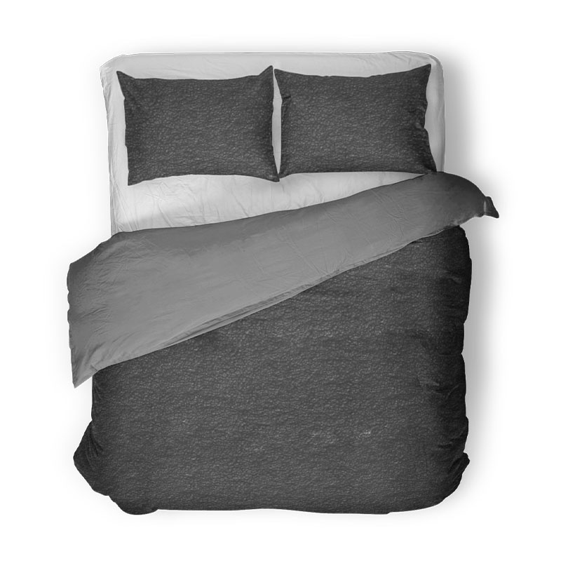 Dekbedovertrek Teddy - Lits-Jumeaux (240x220 cm) - Grijs & Antraciet Microvezel - Dessin: Effen - Fresh & Co - Dekbed-Discounter.nl aanbieding