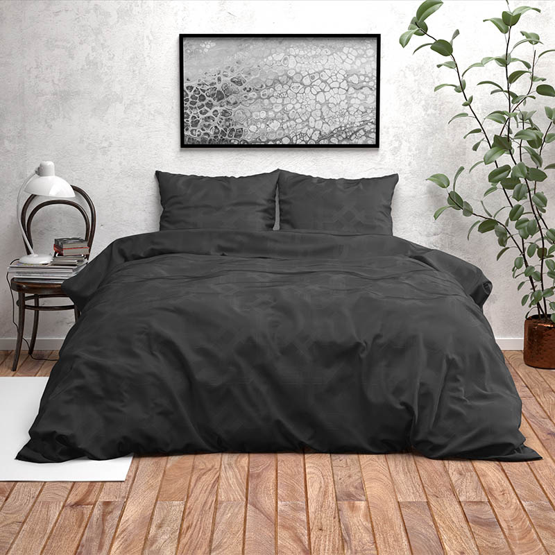 Dekbedovertrek Houston - Tweepersoons (200x200 cm) - Zwart Microvezel - Dessin: Patroon - Fresh & Co - Dekbed-Discounter.nl aanbieding