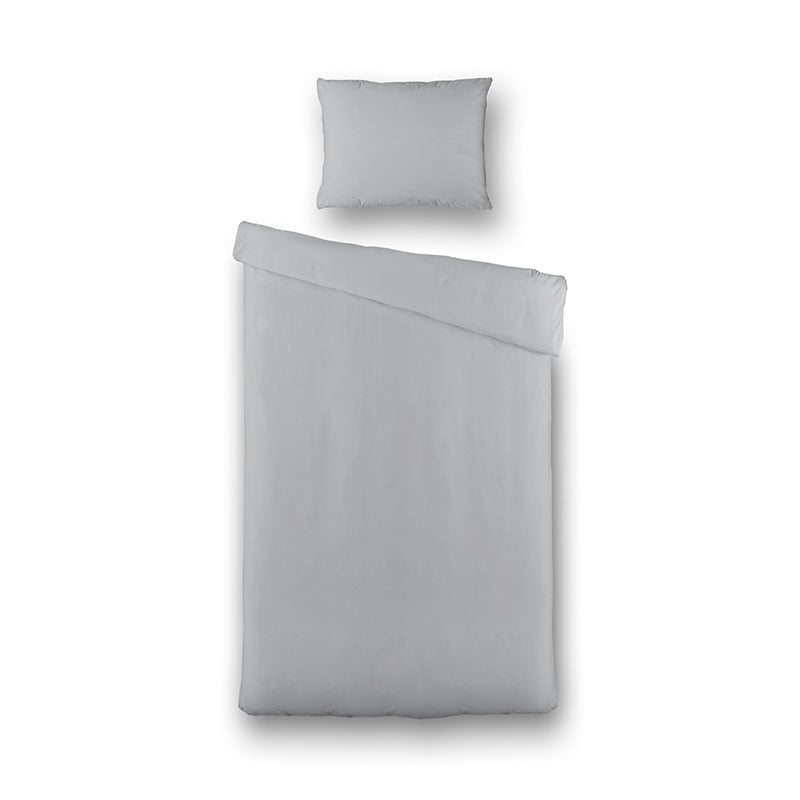 Dekbedovertrek Hotel Uni - Eenpersoons (140x220 cm) - Grijs Microvezel - Dessin: Effen - Fresh & Co - Dekbed-Discounter.nl aanbieding