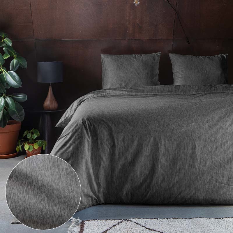 Dekbedovertrek Bamboo Feel - Lits-Jumeaux (240x220 cm) - Antraciet Microvezel - Dessin: - Fresh & Co - Dekbed-Discounter.nl aanbieding