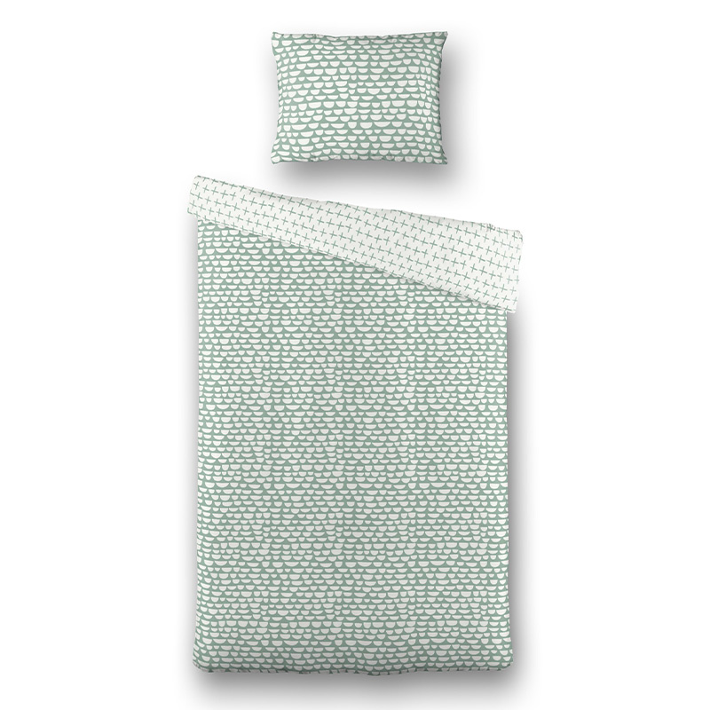 Dekbedovertrek Radiant Mornings Dekbedovertrek - Eenpersoons (140x200 cm) - Groen Katoen - Dessin: Patroon - Fresh & Co - Dekbed-Discounter.nl aanbieding