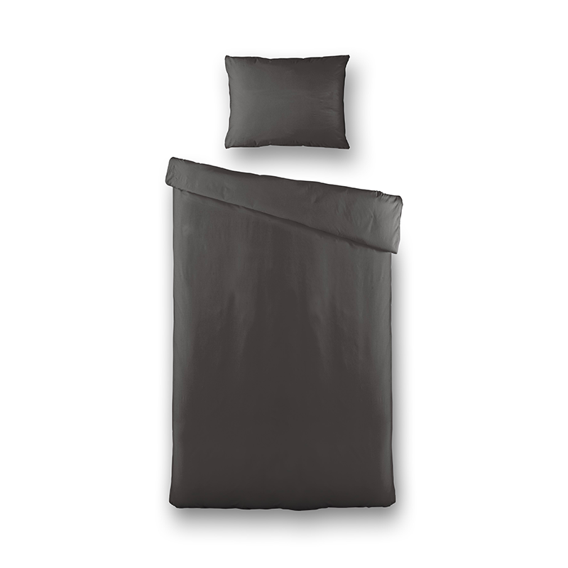 Dekbedovertrek Silk Satin - Eenpersoons (140x220 cm) - Antraciet Microvezel - Dessin: Effen - Fresh & Co - Dekbed-Discounter.nl aanbieding