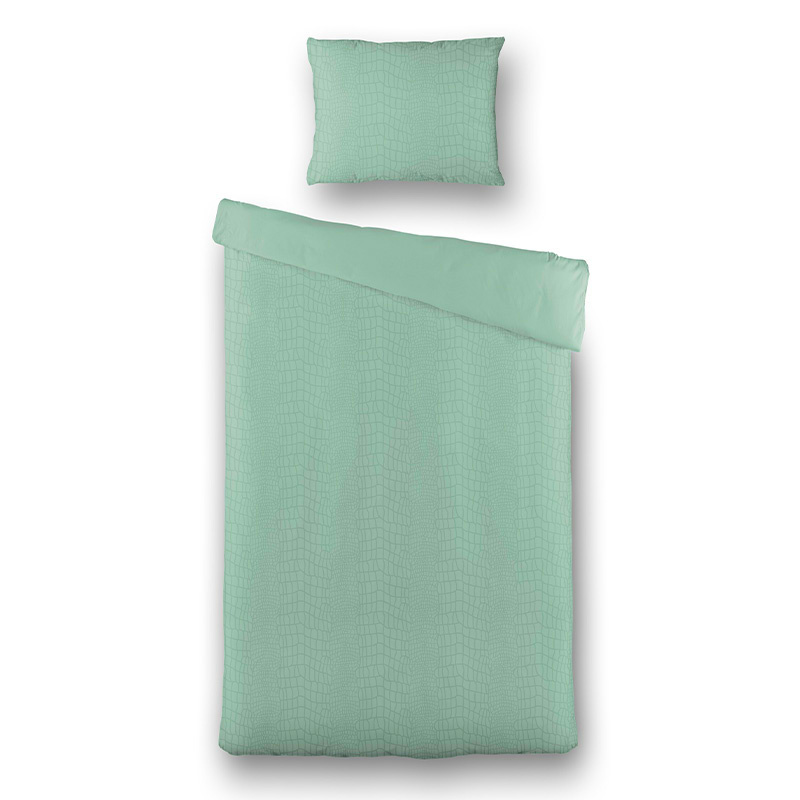 Dekbedovertrek Embossed Snake - Eenpersoons (140x220 cm) - Groen Microvezel - Dessin: Effen - Fresh & Co - Dekbed-Discounter.nl aanbieding
